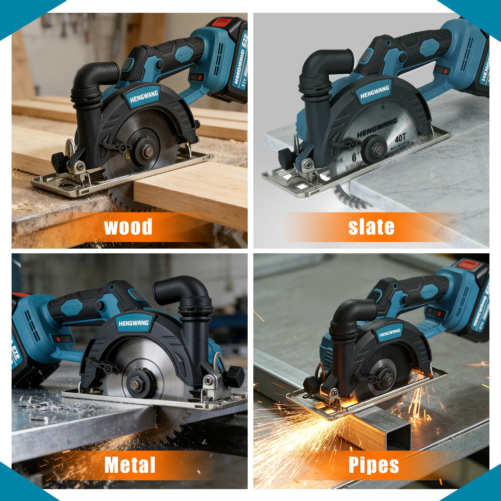 21V 6-1/2 inch Cordless Circular Saw with Two Batteries Two saw blades brand new