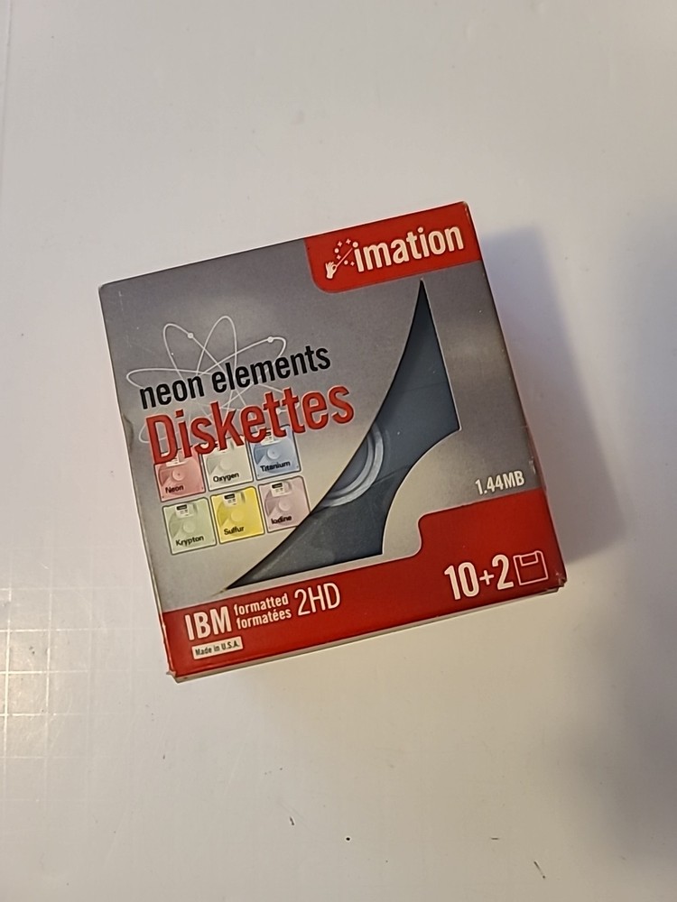 Imation Neon Diskettes 10 pack 2HD 1.44MB New Sealed IBM Formatted