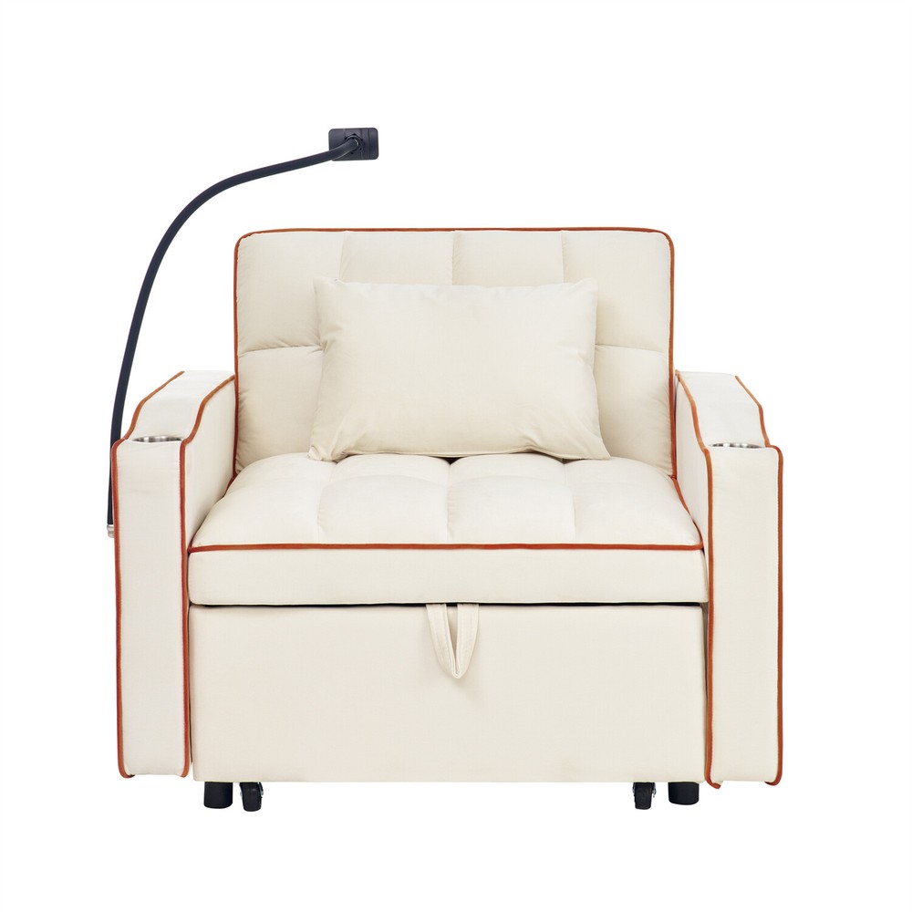 3-in-1 Convertible Sleeper Sofa Bed Loveseat Sofa 2-Seater Sofa w/ Pull Out Bed