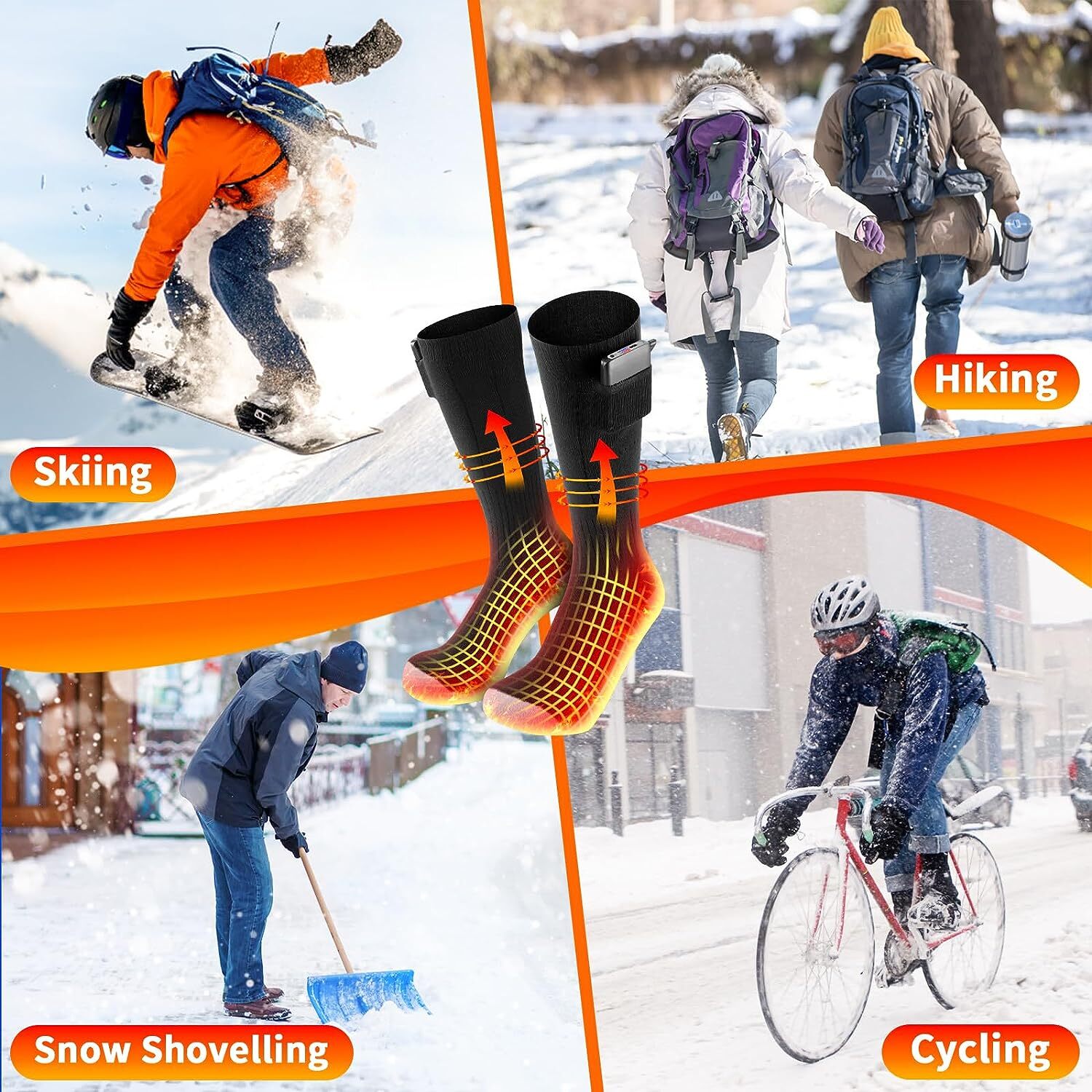 Xmas Women Men Electric Heated Sock Boot and Gloves Foot Warmer Hand Warmer Gift