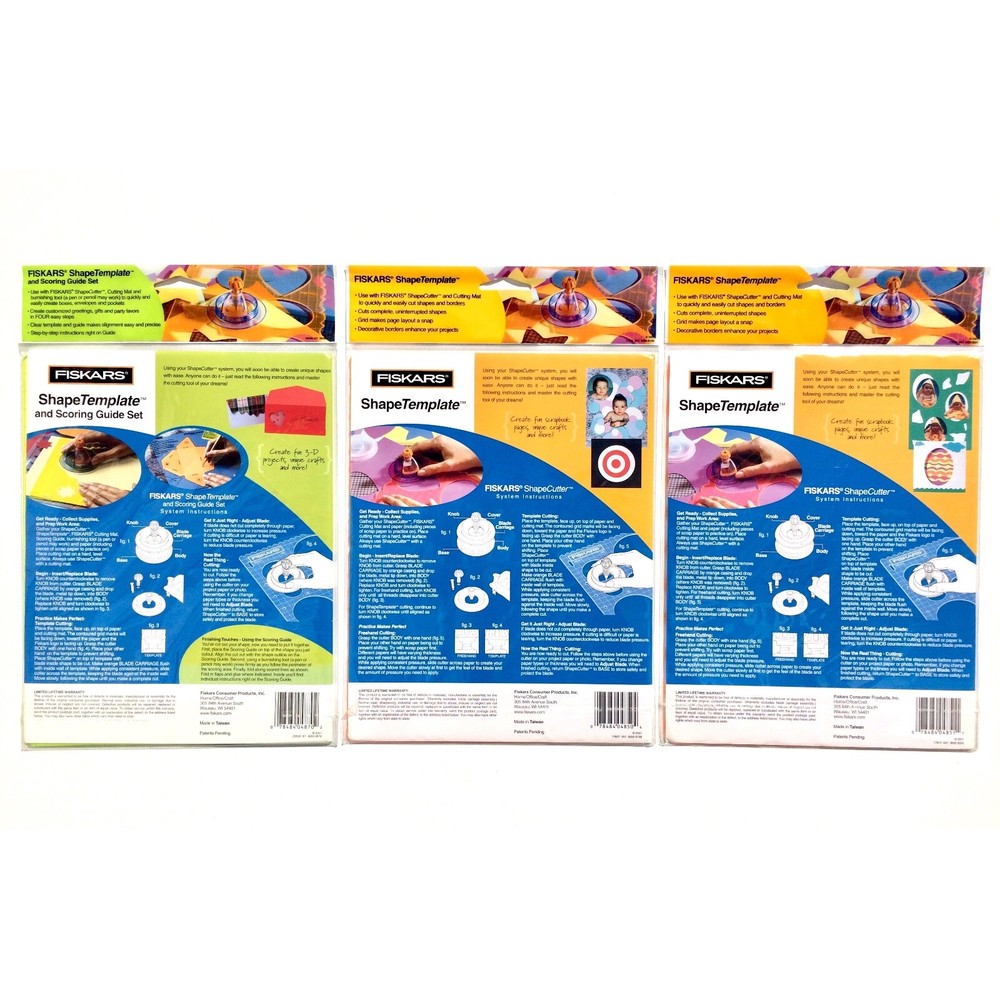 Fiskars Shape Templates set Envelope Circle Oval Scallop Cloud border Lot 3 NEW