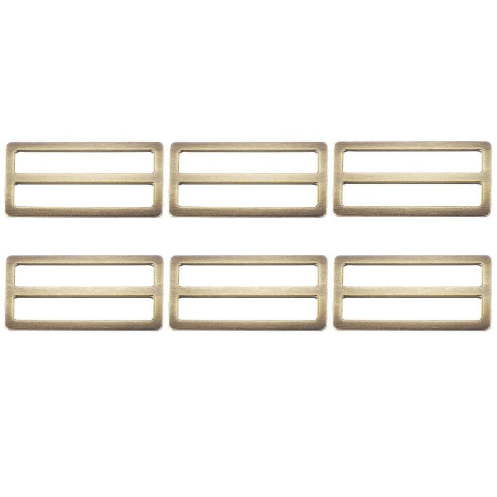 Slide Tri-Glide Buckle, 2"Metal Adjustable Slide Rectangle 6 Pcs & Brass