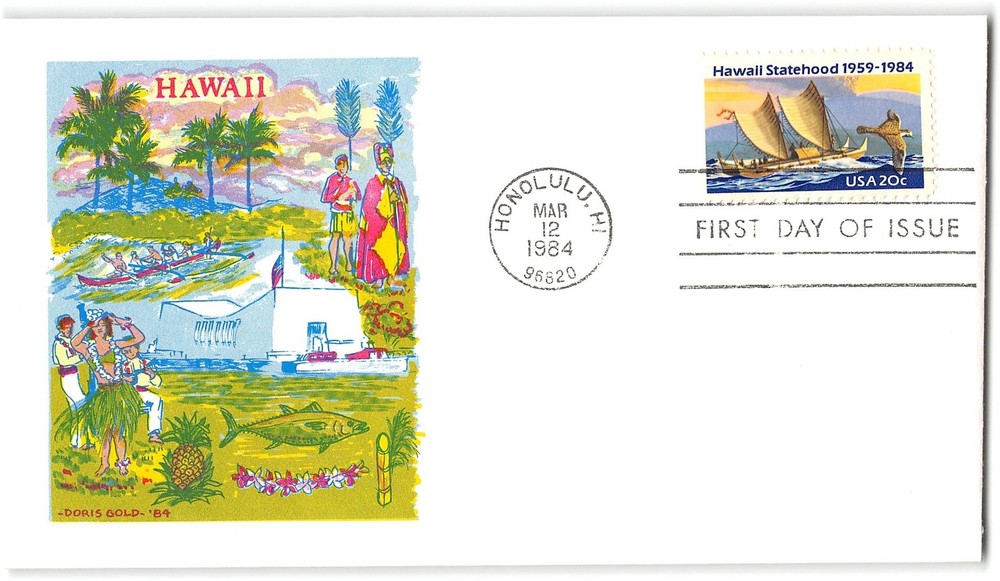 US #2080 FDC, 1984, Doris Gold Cachet