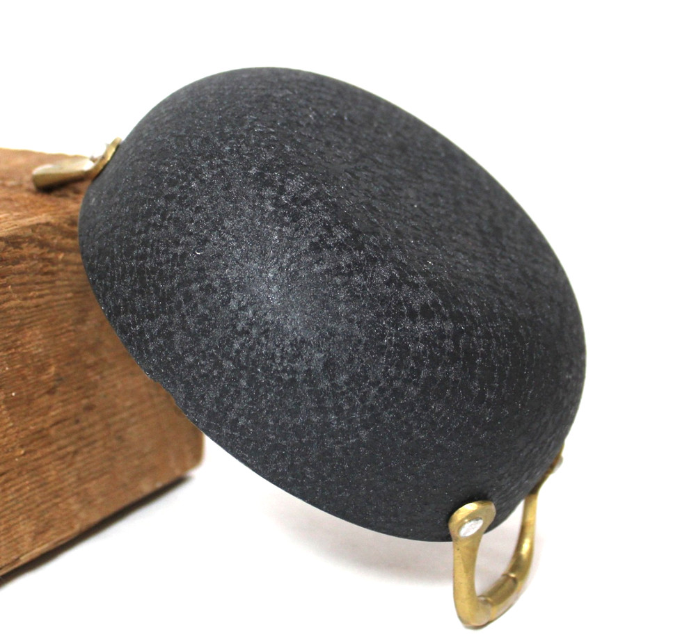 Small Shallow Pan Black Metal with 2 Brass Handles