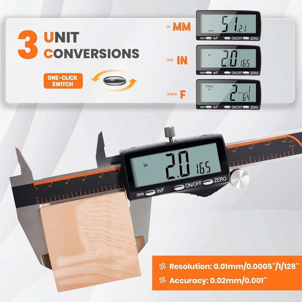 HARDELL Digital Caliper, Rechargeable Calipers with Large LCD Screen,...
