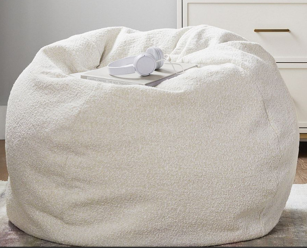 Pottery Barn Teen Chunky Boucle Gray Bean Bag LGE Slipcover only NEW w/tags $149