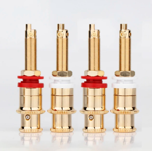 4PCS CMC Binding Post Audio Speaker Banana Jack Socket Gold Plated Connectors