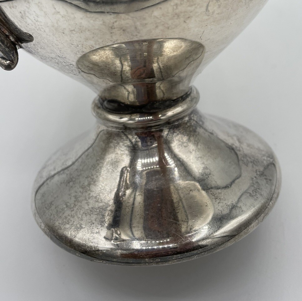 Antique Water Pitcher HS SILVER CO. W/Marks Silver On Copper 9” Tall