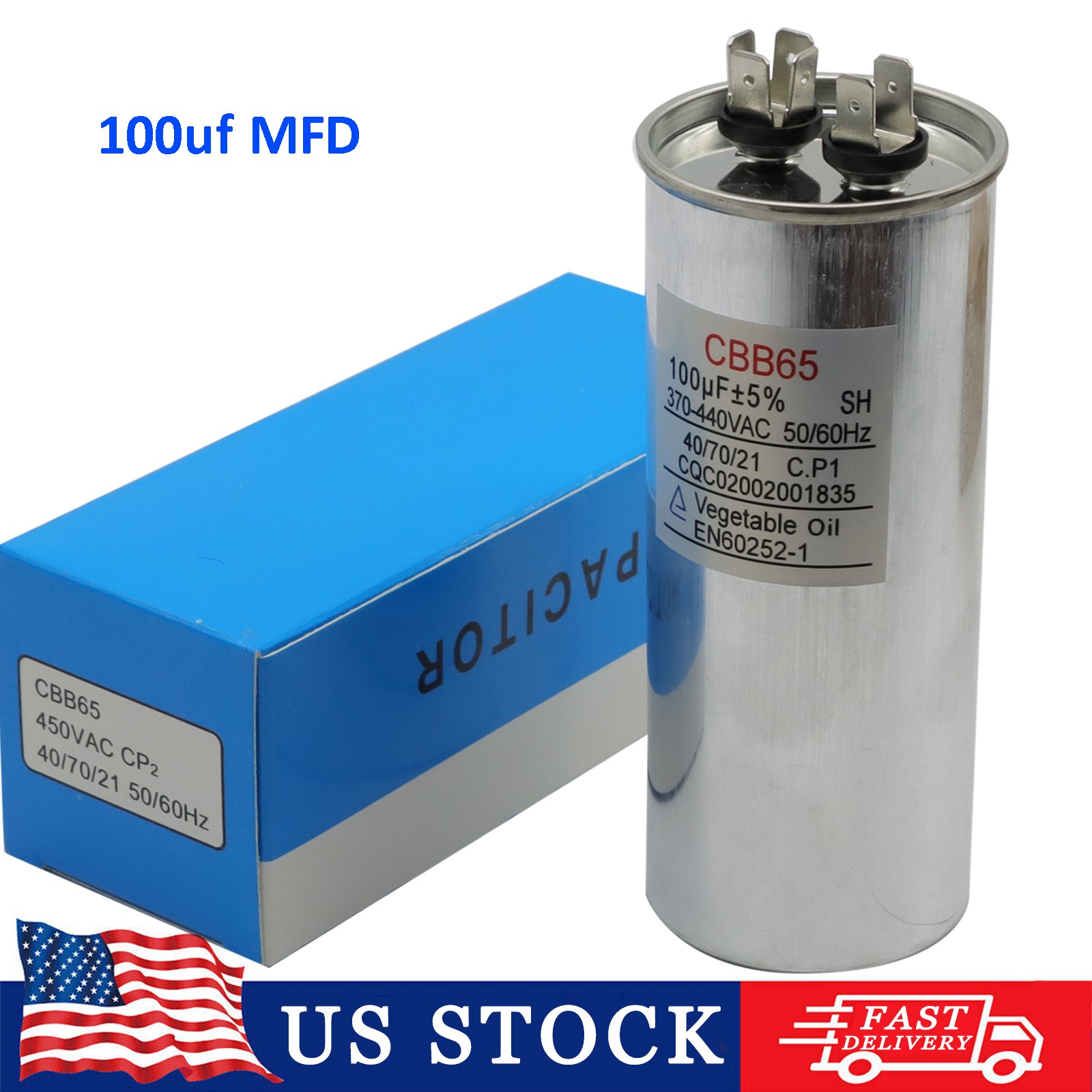 100uF 100MFD 370 V 440 V VAC High Quality Motor Run Capacitor CBB65