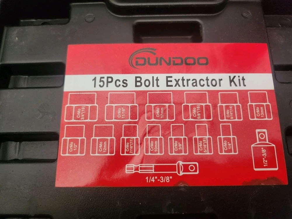 Dundoo 15 Pc Bolt Extractor Kit, 3/8" Drive Impact