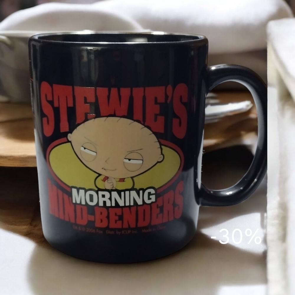 Stewie's 12 oz Ceramic Cup Black Coffee Mug NEW