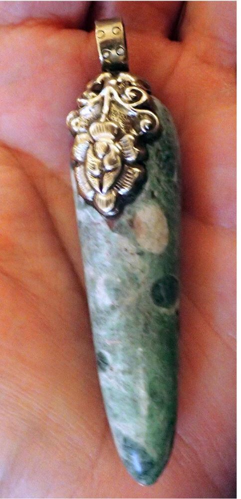 Ruby In Fuchsite with Sterling Silver Dragon Pendant point