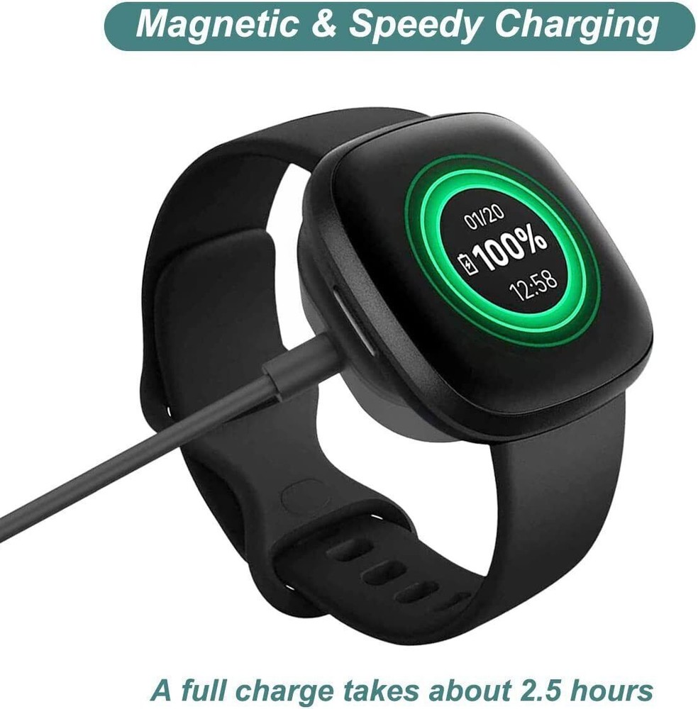 2Pcs Wireless Charger For Fitbit Sense 2 Versa 4 3 USB Charging Dock Fast Cable
