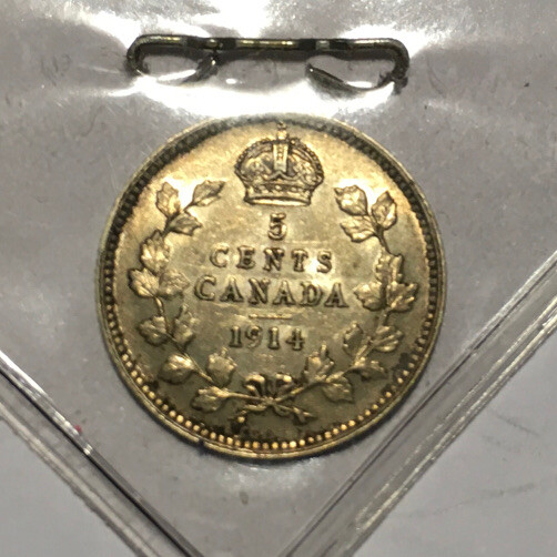 Canada 5c Silver 1914 AU