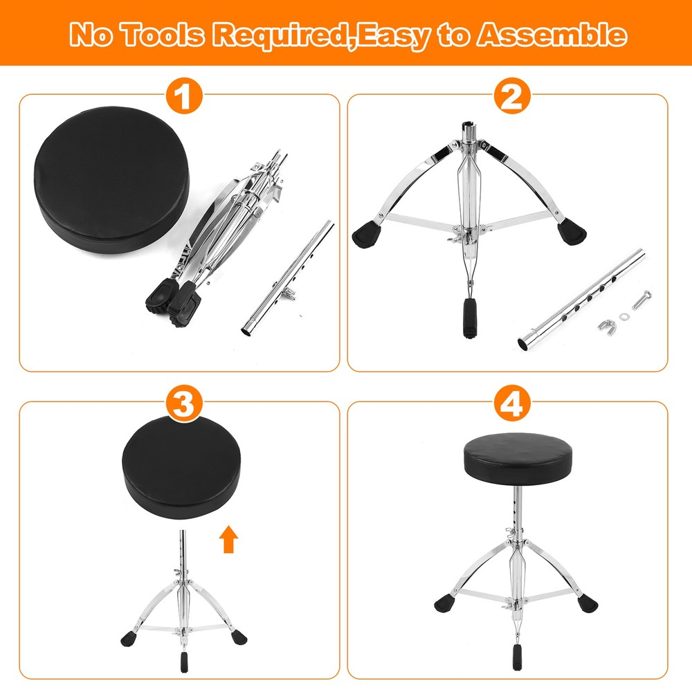 Universal Drum Throne Round Padded Drum Seat Stool Double-braced Stai SOVP