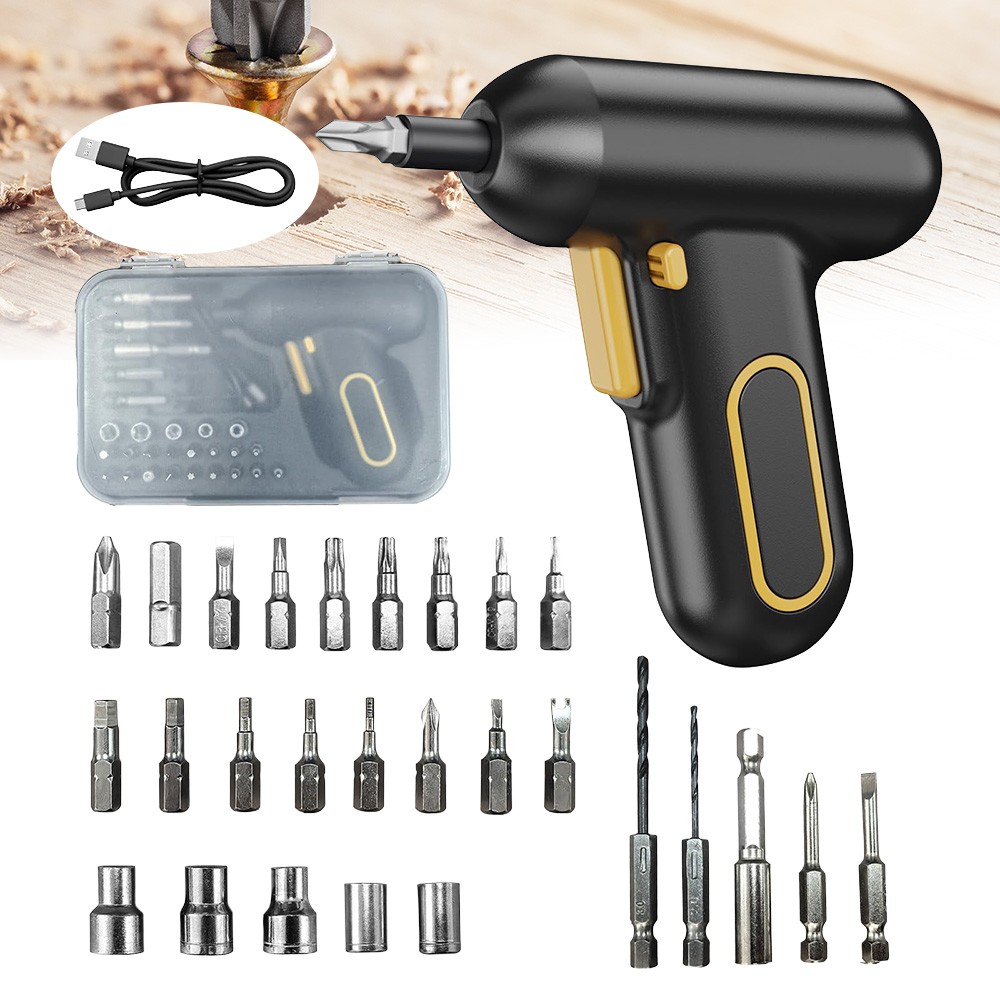 Cordless Electric Screwdriver Drill Bit Kit mini USB Rechargeable Power Tool