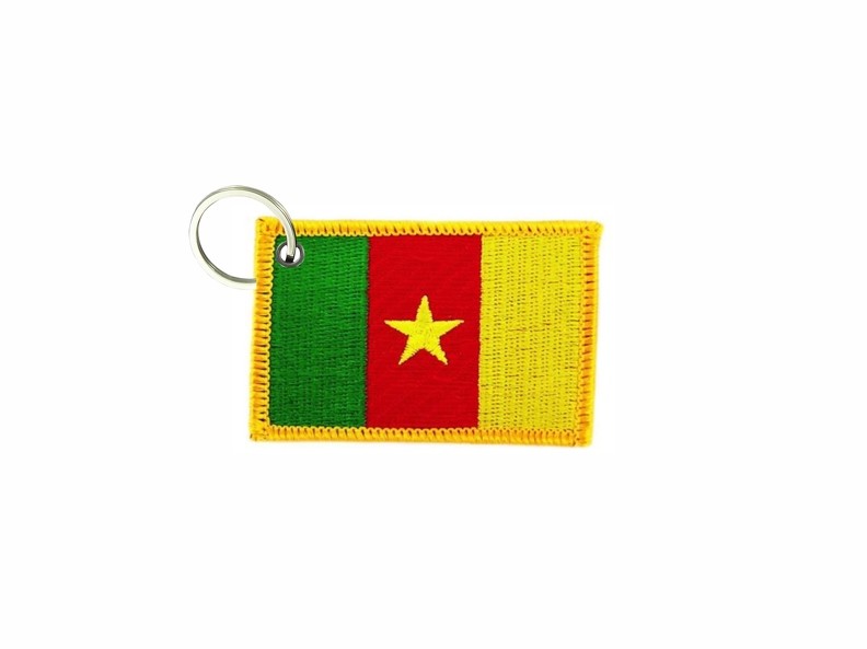 Keychain keyring embroidered embroidery patch double sided flag cameroon