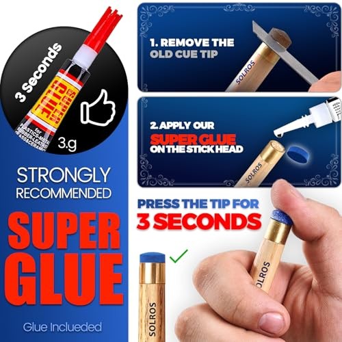 Billiard Pool Cue Tips - Pool Cue Stick Tips Replacement 11MM with Glue Blue