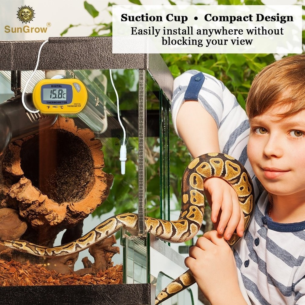 Digital LCD Reptile Thermometer - Waterproof Sensor Probe, Accurate & Stylish