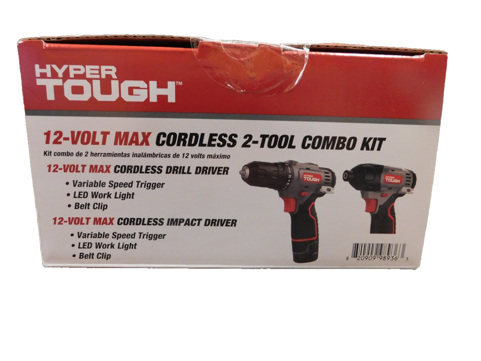Hyper Tough 12V Max,Cordless 2-Tool Drill & Impact Driver-3/8" Chuck, 1 Battery