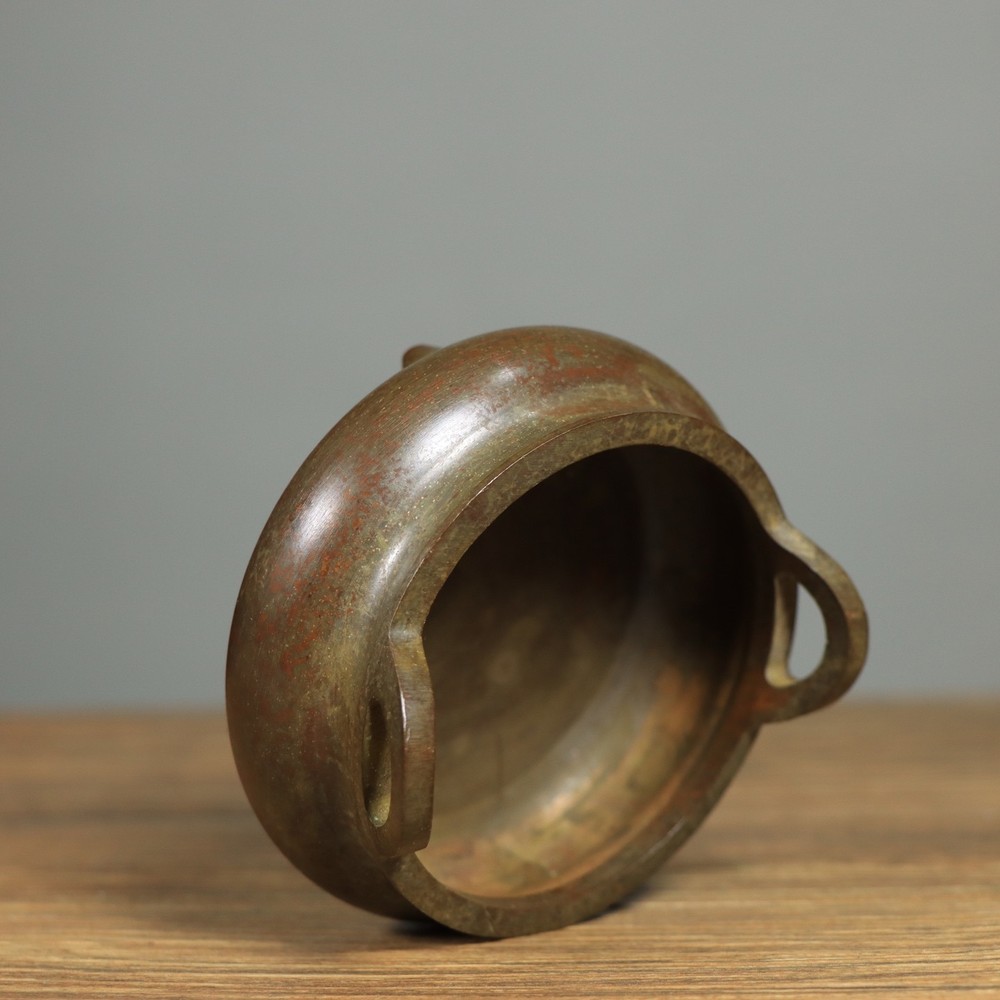 2.95"Old Chinese Pure copper ear piercing mini incense burner