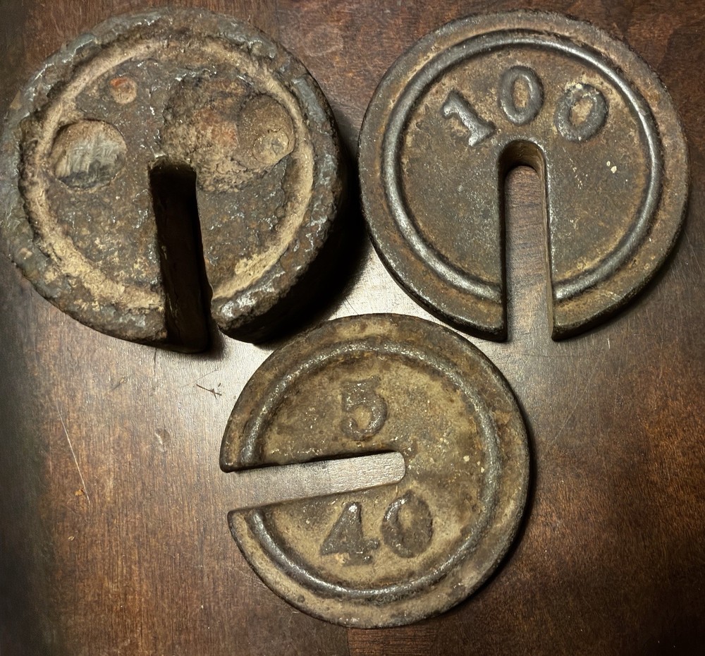 3 Antique Fairbanks Cast Iron Scale Weights