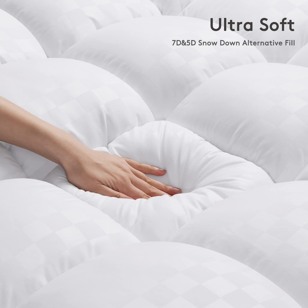 SameBed Mattress Topper Queen,Extra Thick Pad Cover for Queen, White