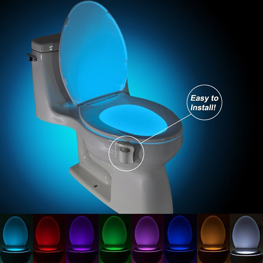 Toilet seat Lighting Motion Sensor 8 colors backlight Automatic Night lamp 3*AAA