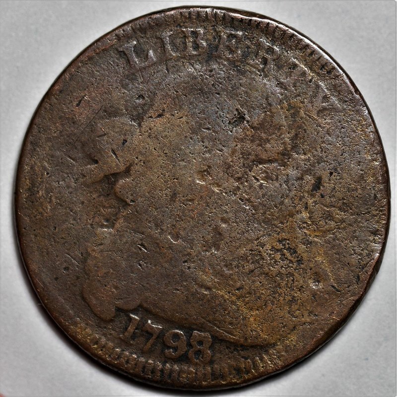 1798/7 Draped Bust Large Cent - Damage - US 1c Copper Coin