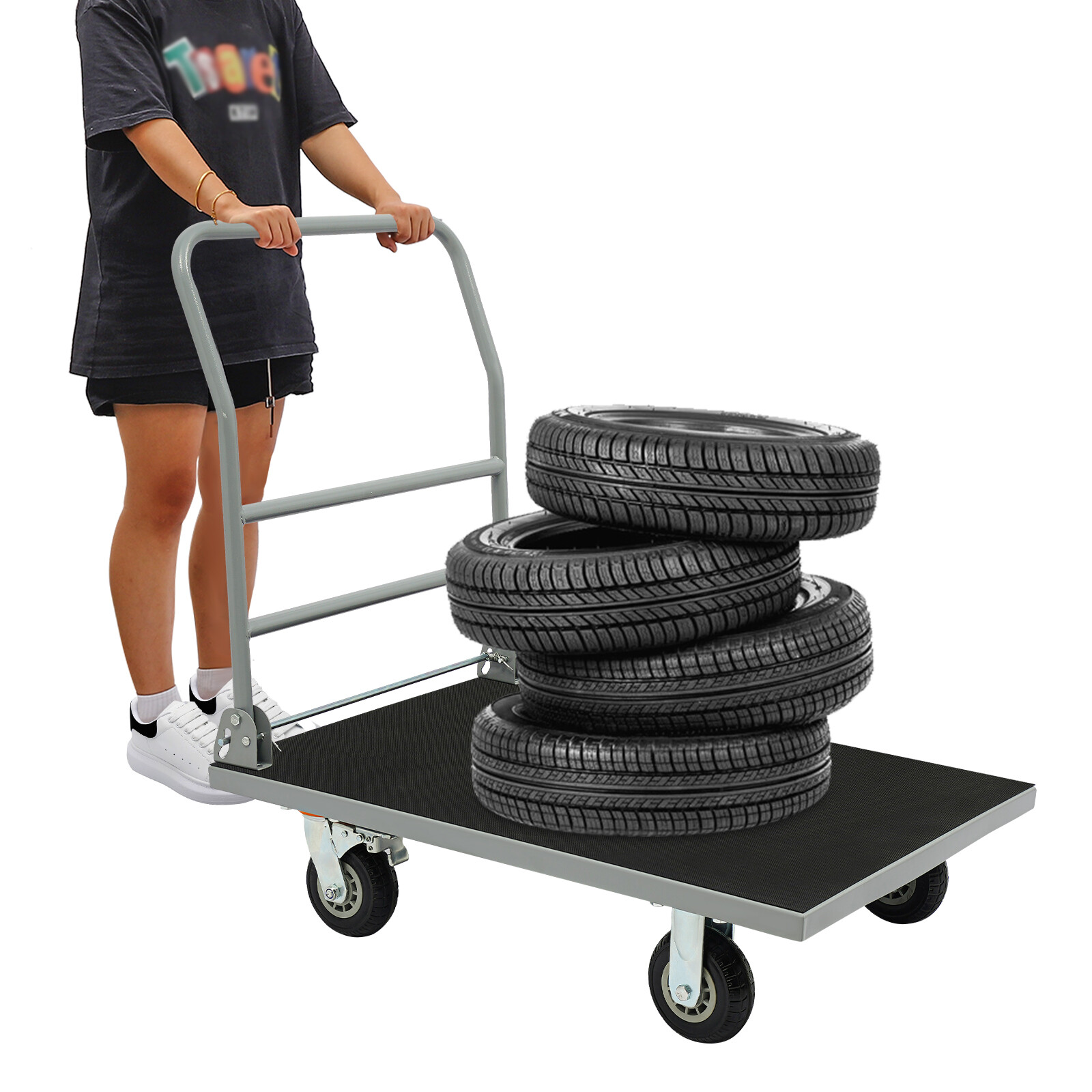 Platform Truck Cart Dolly Foldable Cart Heavy Duty Push Trolley 998kg/2200lbs