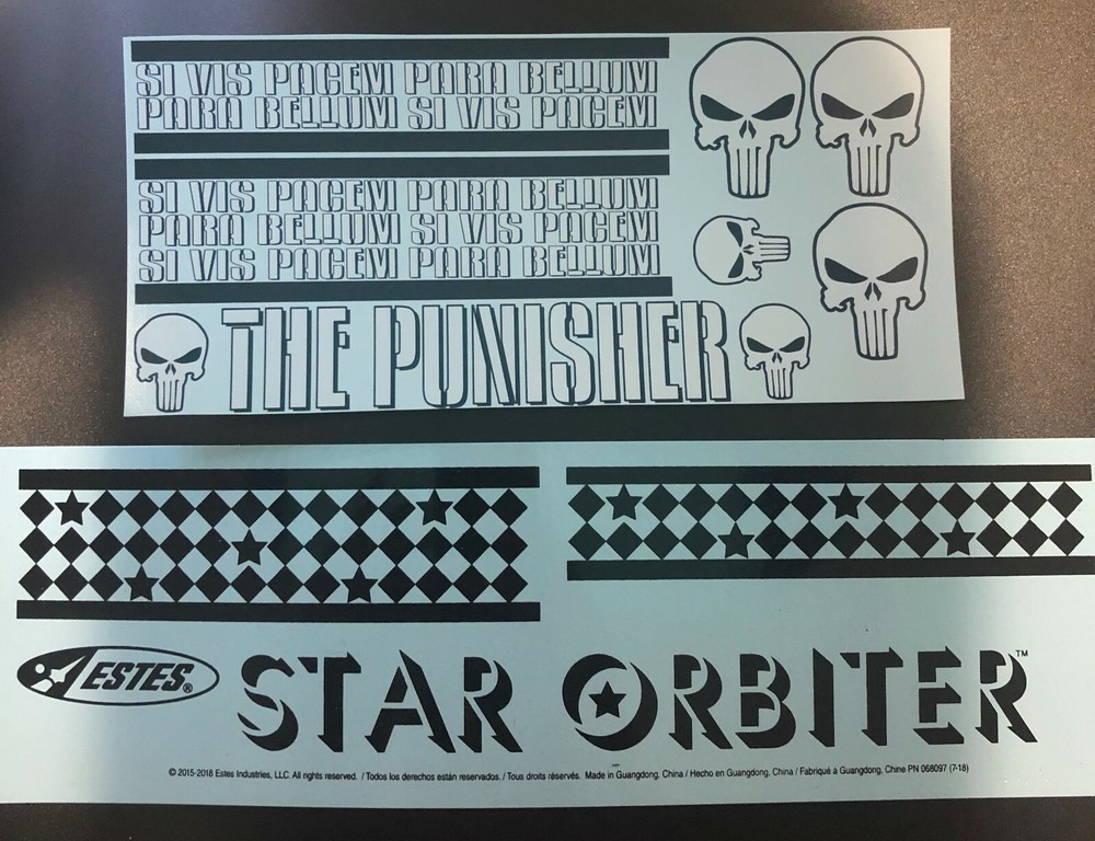 Estes Model Rocket Star Orbiter Replacement Decal Set Punisher
