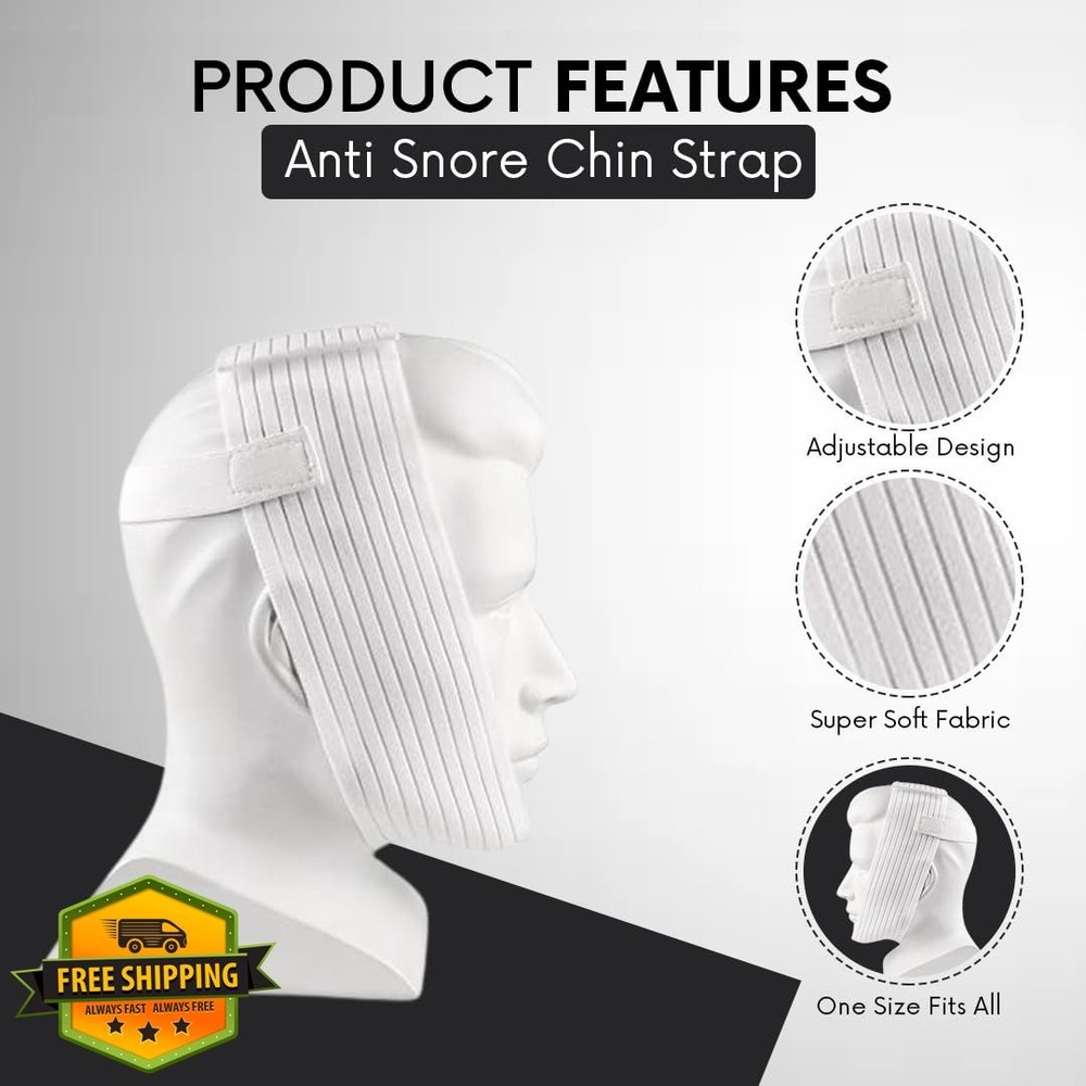 Bistras Chin Strap Anti Snore 2 Pack Deluxe Extra Support White