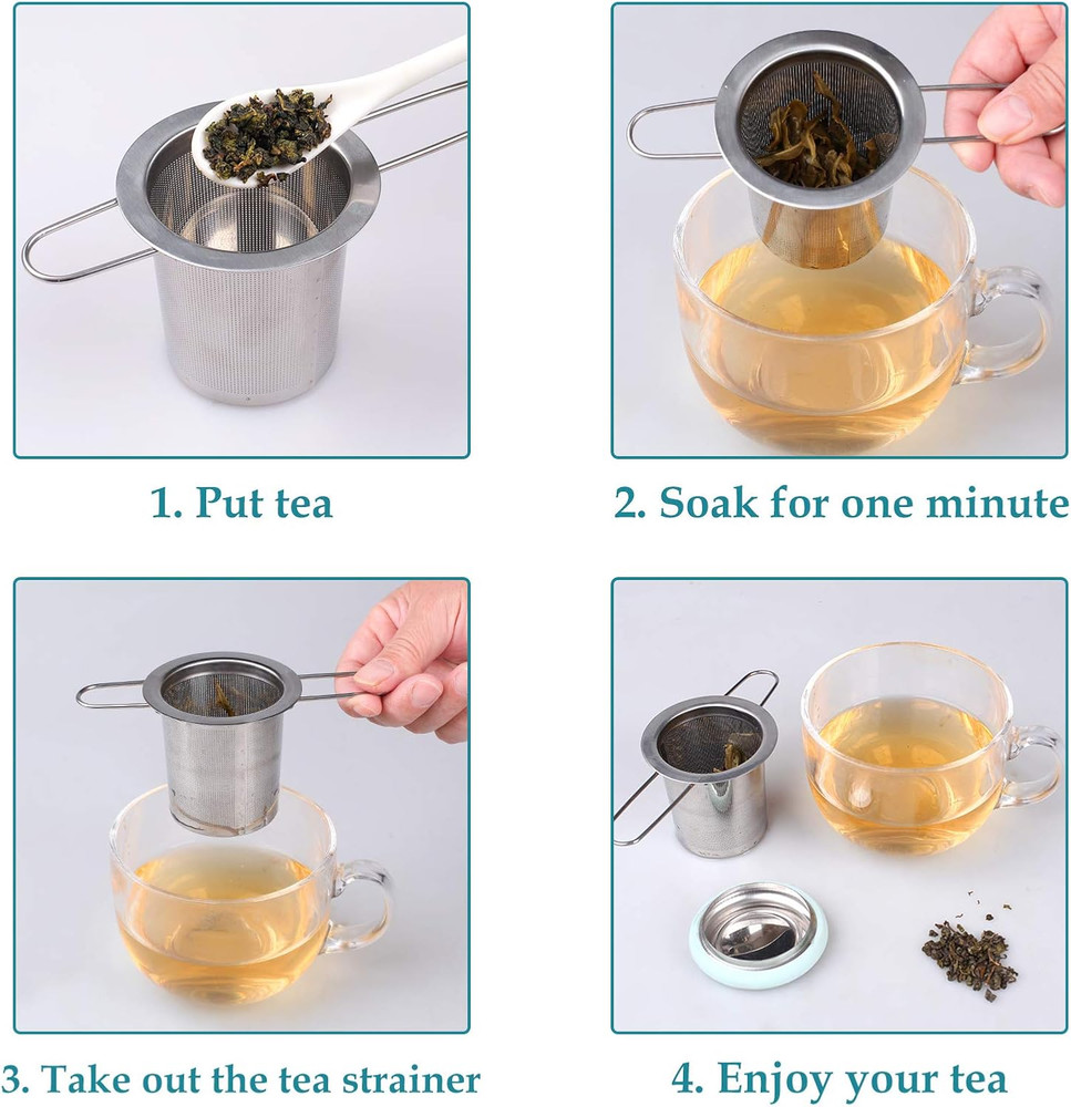Tea Infuser Stainless Steel Tea Strainer Folding Handle Tea Filter Extra Fine Me