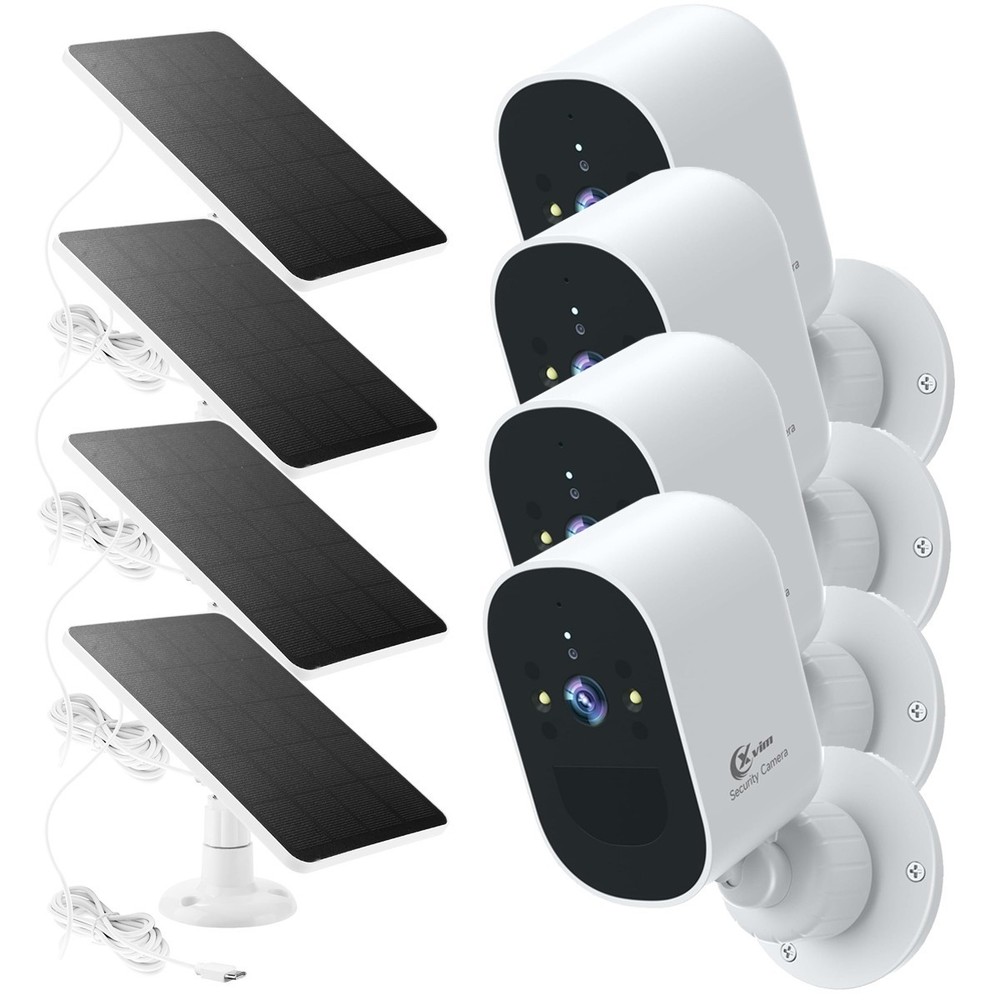 4Pcs Solar Camera Ourdoor Wireless Solar Powered Security Camera System WiFi Cam