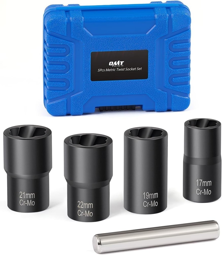 Orion Motor Tech Twist Socket Tool Set 5-Pc Nut & Bolt Extractor 1/2 Drive US