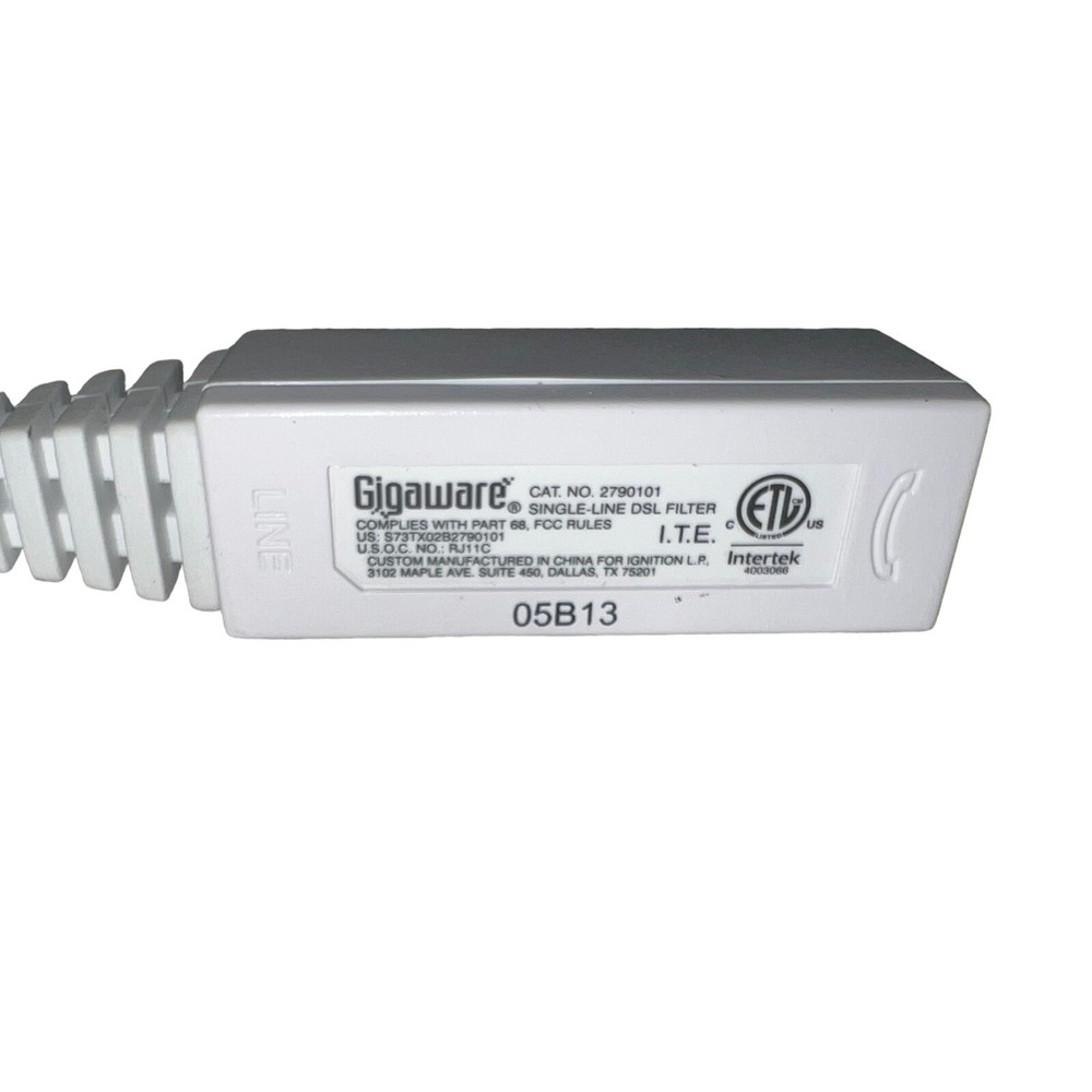 Gigaware Single-Line DSL Filter #2790101b EUC