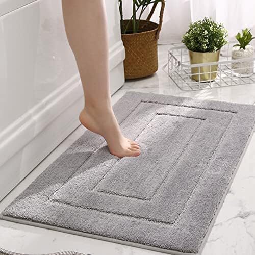 Gray Bathroom Rug, Bathroom Non-Slip Bath Mat, Microfiber Bath Mat