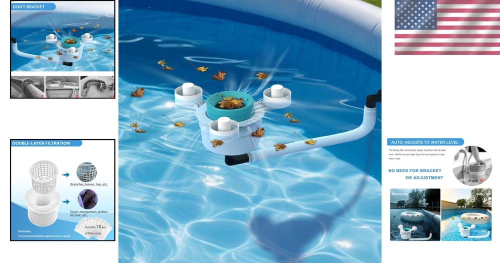Universal Floating Pool Skimmer - Effortless Above Ground Cleaning Solution