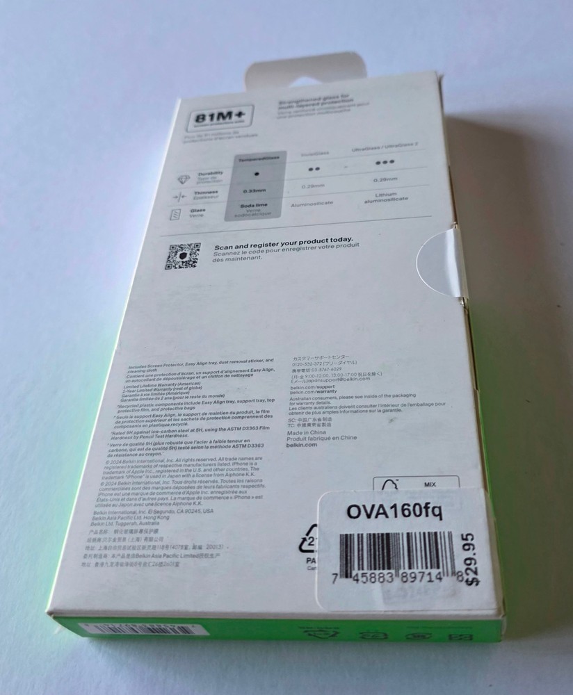 NEW Belkin screenForce TemperedGlass Screen Protector Apple iPhone 16 Pro Max