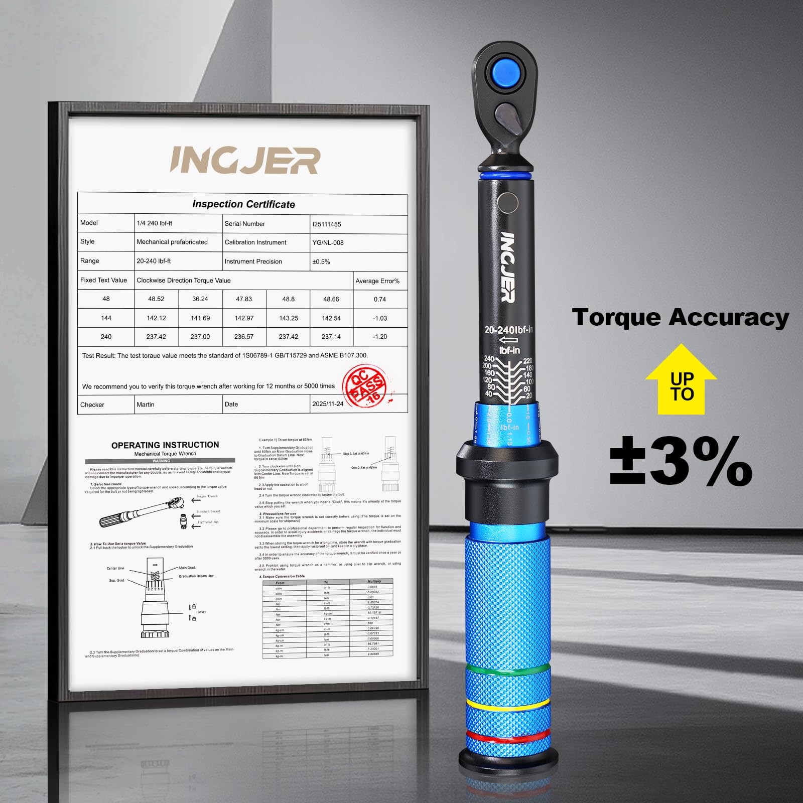 Torque Wrench, UPGRADE Mini 1/4" Drive Click Torque Wrench,20-240in.lb,Dual-D...