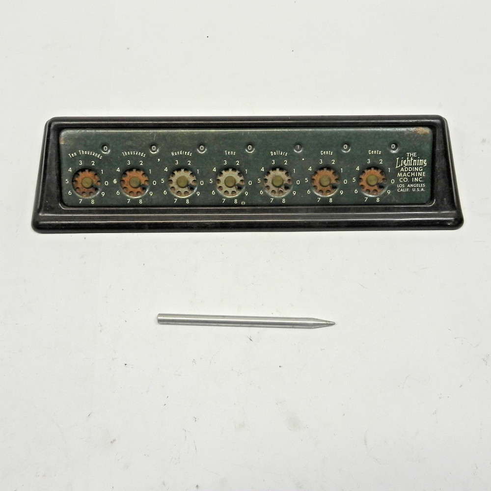 Vintage LIGHTNING CO. ADDING MACHINE with box