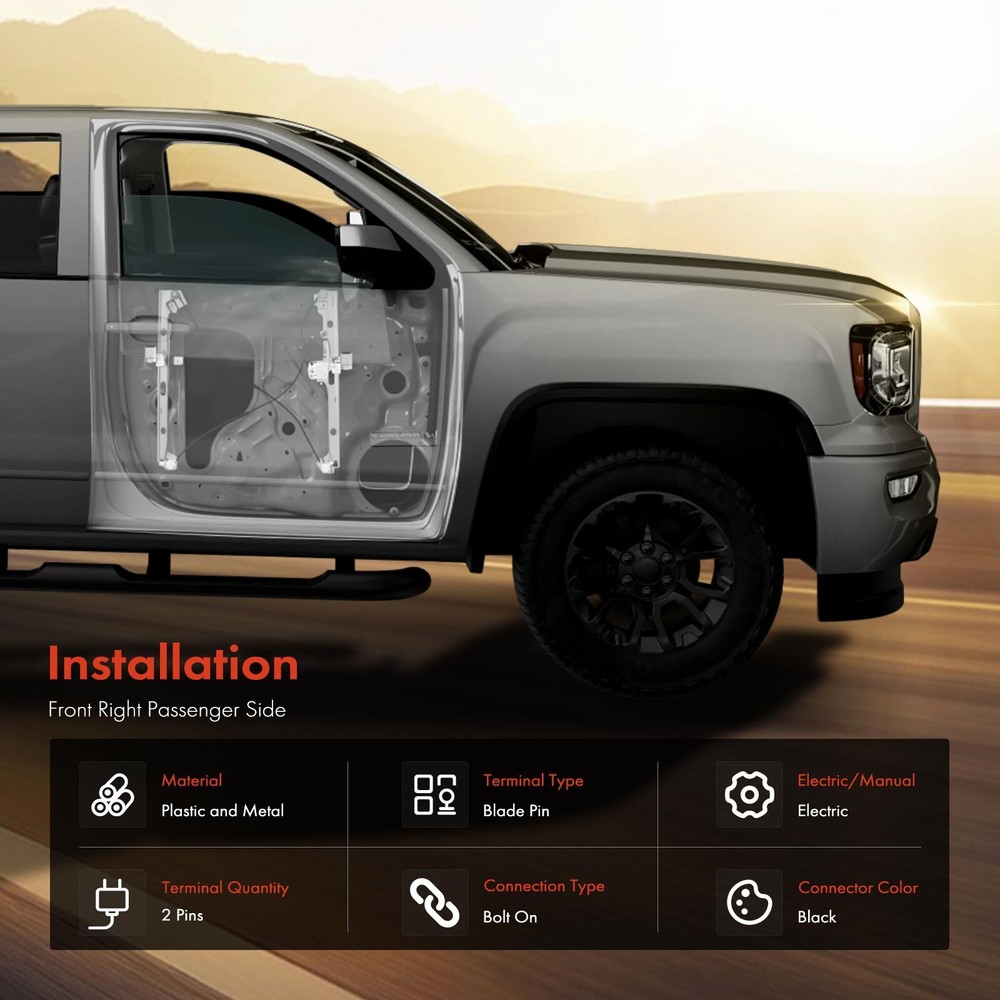 Front Passenger Power Window Regulator with 2-pin Motor for Dodge Caliber 07-12