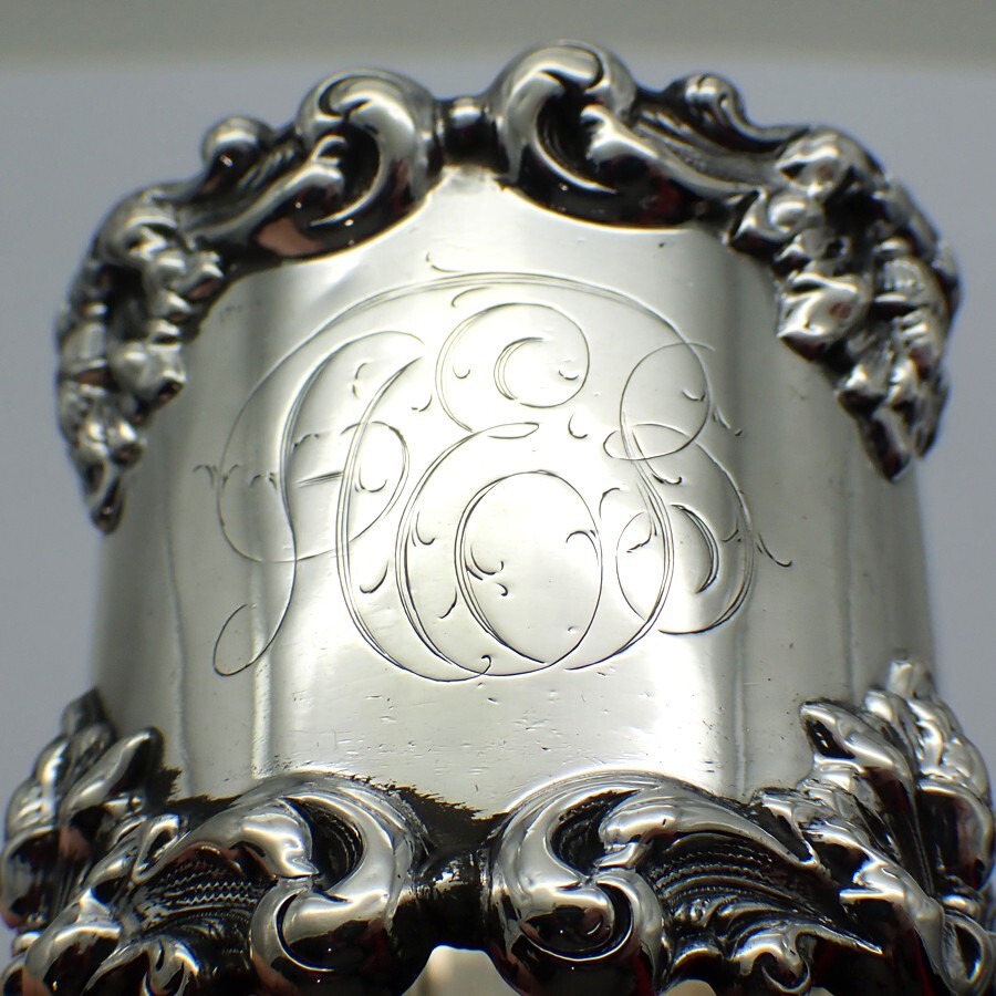 Ornate Napkin Ring Sterling Silver Mono AEB