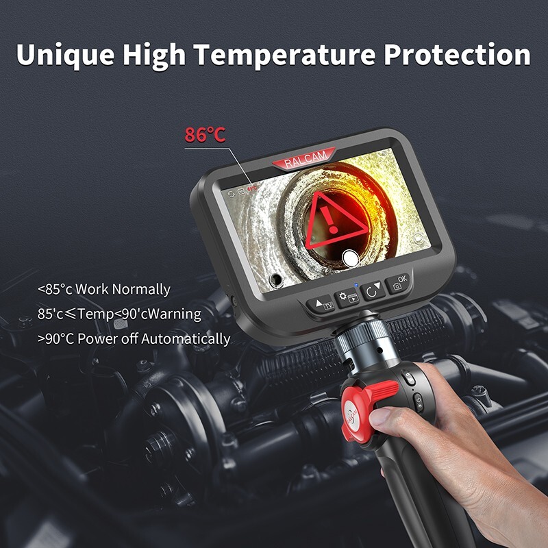 Ralcam Endoscope Inspection Camera Articulating Borescope 3.3FT Flexible Tube