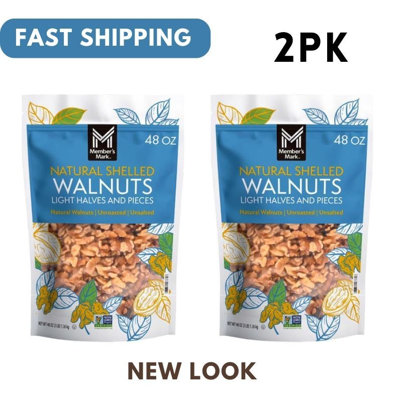 2pk Member's Mark Natural Shelled Walnuts 3 lbs, Each Pack Fast Dispatch Best PP