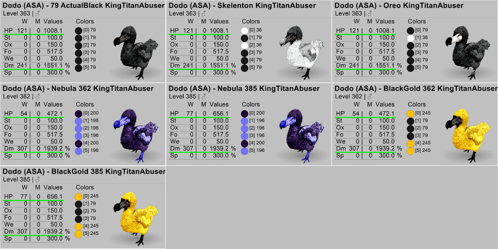 Ark Survival Ascended PVE Dodo TOP STATS