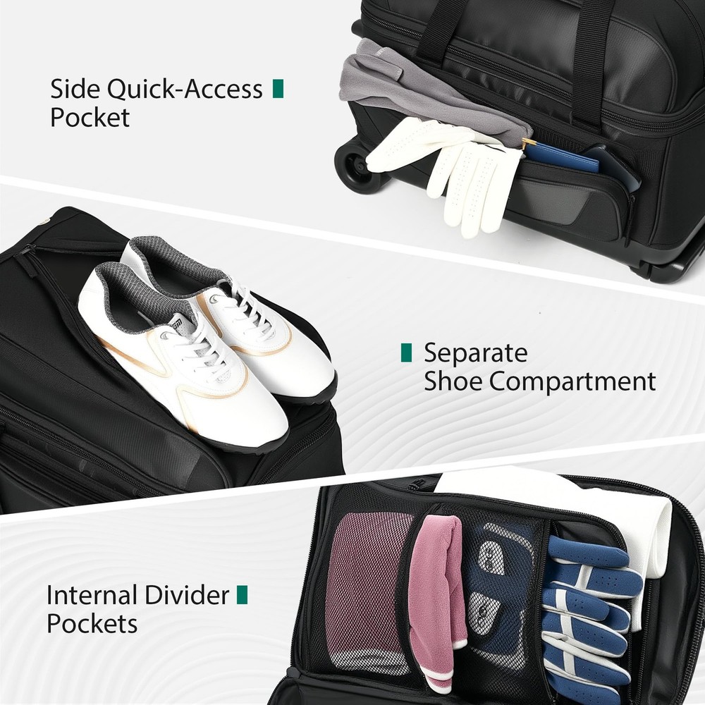 Double Roller 2 Ball Bowling Bag with Separate Shoe Compartment for Bowling S...