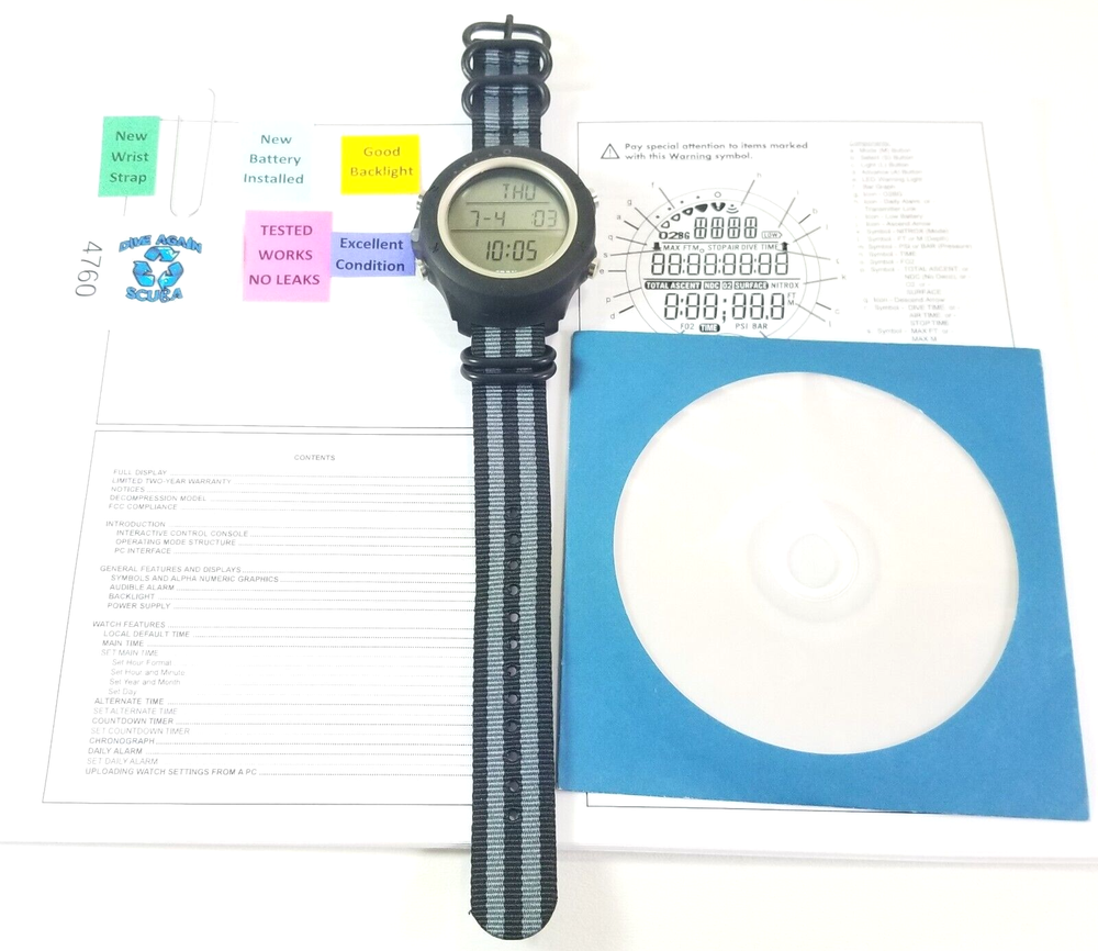 Oceanic Atom Wrist Watch Scuba Dive Computer Wireless Air & Nitrox #4760