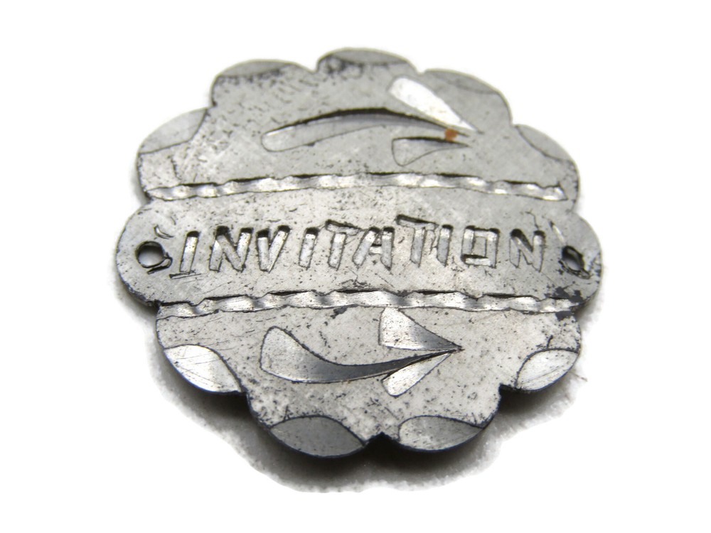 Invitation Etched Lettered Charm Silver Tone