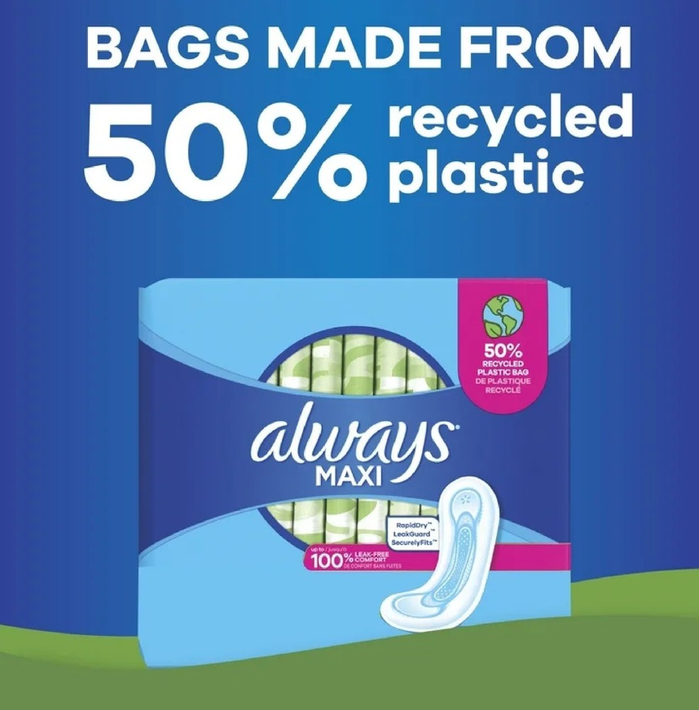 Always Maxi Pads without Wings, Size 1, Regular Absorbency, 48 Count